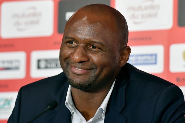 French former Arsenal and France star Patrick Vieira, world and European champion with Les Bleus, attends a press conference after being officialy appointed as French L1 football club of OGC Nice's new coach on June 11, 2018. - Vieira, 41, arrives after a stint at MLS outfit New York City FC. He has signed a three-year contract and replaces Lucien Favre who is moving to Borussia Dortmund. (Photo by YANN COATSALIOU / AFP)        (Photo credit should read YANN COATSALIOU/AFP/Getty Images)