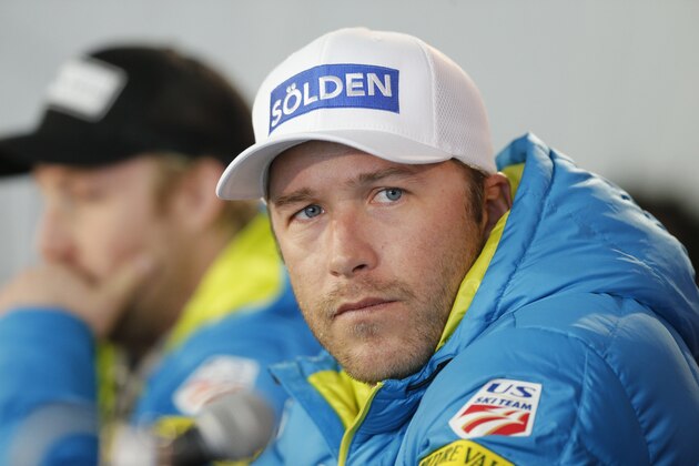 FILE - In this Monday, Feb. 2, 2015, file photo, USA men's ski team member Bode Miller participates in a news conference at the alpine skiing world championships, in Beaver Creek, Colo. Bode Miller is heading back to the Olympics. This time, he'll be calling the action from the TV booth. The six-time Olympic medalist, and only American to compete in Alpine skiing at five Winter Games, will work for NBC as an analyst alongside Dan Hicks at the Pyeongchang Games next February.  (AP Photo/Brennan Linsley, File)