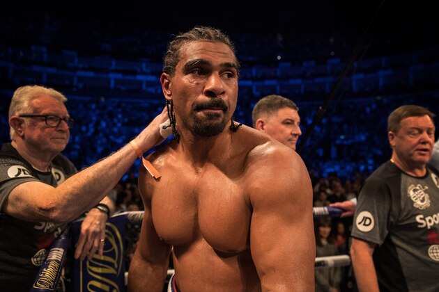 LONDON, ENGLAND - MAY 05:  David Haye reacts after Bellew wins the Heavyweight contest between Tony Bellew and David Haye at The O2 Arena on May 5, 2018 in London, England.  at The O2 Arena on May 05, 2018 in London, England.  (Photo by Richard Heathcote/Getty Images)