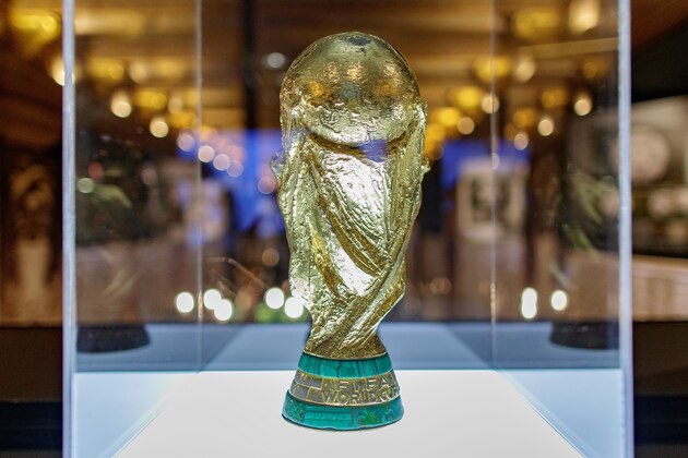 MADRID, SPAIN - JUNE 06:  The trophy won by Spain in the World Cup of South Africa 2010 is exhibited at 'Espacio Seleccion' exhibition at Telefonica flagship store on June 6, 2018 in Madrid, Spain.  (Photo by Eduardo Parra/Getty Images)