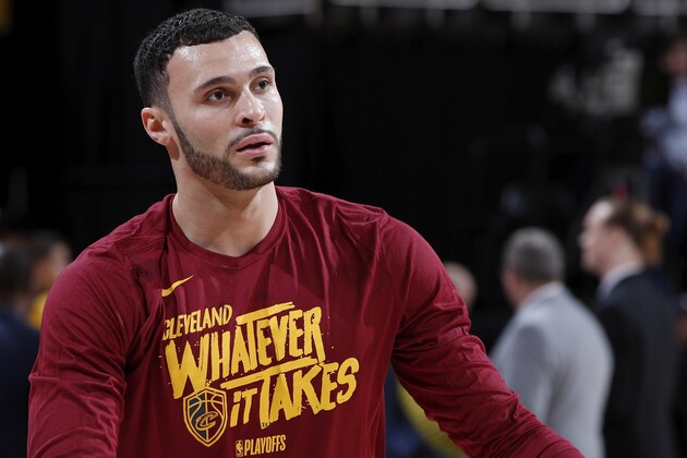 INDIANAPOLIS, IN - APRIL 20: Larry Nance Jr. #22 of the Cleveland Cavaliers looks on before game three of the NBA Playoffs against the Indiana Pacers at Bankers Life Fieldhouse on April 20, 2018 in Indianapolis, Indiana. The Pacers won 92-90. NOTE TO USER: User expressly acknowledges and agrees that, by downloading and or using the photograph, User is consenting to the terms and conditions of the Getty Images License Agreement. (Photo by Joe Robbins/Getty Images) *** Local Caption *** Larry Nance Jr.