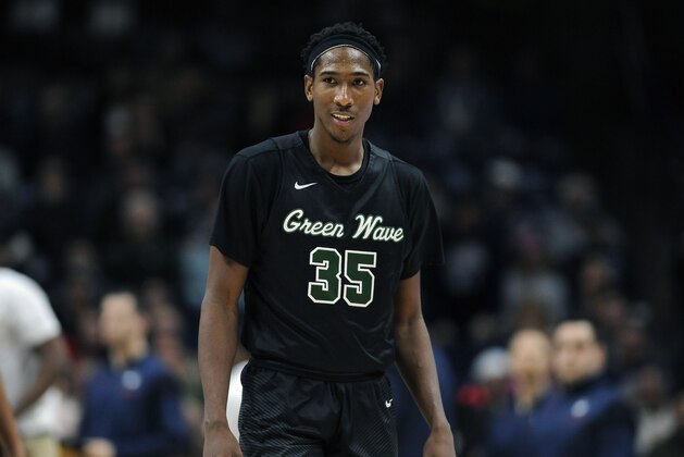 Tulane’s Melvin Frazier in the second half of an NCAA college basketball game, Saturday, Jan. 28, 2017, in Storrs, Conn. (AP Photo/Jessica Hill)