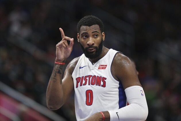 Detroit Pistons center Andre Drummond is seen during the second half of an NBA basketball game against the Chicago Bulls, Saturday, March 24, 2018, in Detroit. (AP Photo/Carlos Osorio) Detroit Pistons center Andre Drummond is seen during the second half of an NBA basketball game against the Chicago Bulls, Saturday, March 24, 2018, in Detroit. (AP Photo/Carlos Osorio)