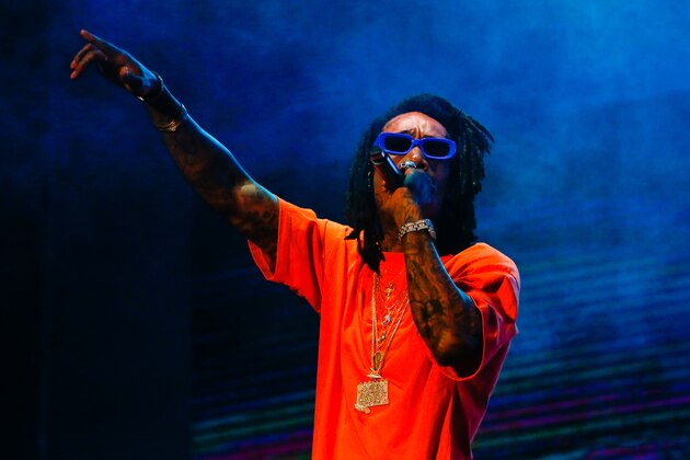 SAO PAULO, BRAZIL - MARCH 25: Wiz Khalifa performs during Lollapalooza Sao Paulo 2018 at the Interlagos racetrack on March 25, 2018 in Sao Paulo, Brazil. (Photo by Alexandre Schneider/Getty Images) *** Local caption ** Wiz Khalifa