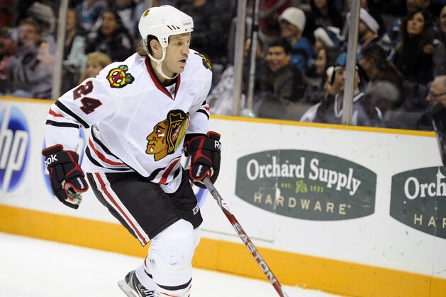 SAN JOSE, CA - DECEMBER 11: Nick Boynton #24 of the Chicago Blackhawks in action against the San Jose Sharks during an NHL hockey game at the HP Pavilion on December 11, 2010 in San Jose, California. The Sharks won the game 2-1 in overtime.  (Photo by Thearon W. Henderson/Getty Images)
