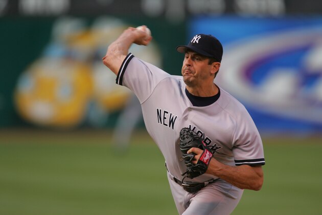 OAKLAND, CA - MAY 14:  Kevin Brown of the New York Yankees runs pitches during the game against the Oakland Athletics at McAfee Coliseum on May 14, 2005 in Oakland, California. The Yankees defeated the Athletics 15-6. (Photo by Brad Mangin /MLB Photos via Getty Images)