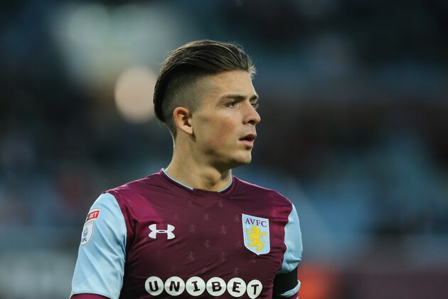 BIRMINGHAM, ENGLAND - MAY 15: Jack Grealish of Aston Villa during the Sky Bet Championship Play Off Semi Final:Second Leg match between Aston Villa and Middlesbrough at Villa Park on May 15, 2018 in Birmingham, England. (Photo by James Williamson - AMA/Getty Images)