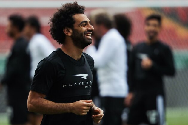 Egypt's forward Mohamed Salah takes part in a training session of Egypt's national football team at the Akhmat Arena stadium in Grozny on June 11, 2018, ahead of the Russia 2018 World Cup. (Photo by KARIM JAAFAR / AFP)        (Photo credit should read KARIM JAAFAR/AFP/Getty Images)