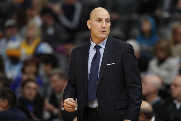 Toronto Raptors assistant coach Rex Kalamian in the first half of an NBA basketball game Friday, Nov. 18, 2016, in Denver. (AP Photo/David Zalubowski)