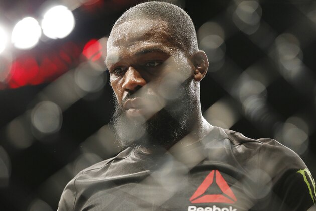 Jon Jones after an interim light heavyweight championship mixed martial arts bout against Ovince Saint Preux at UFC 197, Saturday, April 23, 2016, in Las Vegas. (AP Photo/John Locher)