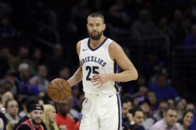 Memphis Grizzlies' Chandler Parsons in action during an NBA basketball game against the Philadelphia 76ers, Wednesday, March 21, 2018, in Philadelphia. (AP Photo/Matt Slocum)