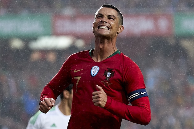 LISBOA, PORTUGAL - JUNE 07: Cristiano Ronaldo of Portugal reacts during the friendly match of preparation for FIFA 2018 World Cup between Portugal and Algeria at the Estadio do Sport Lisboa e Benfica on June 7, 2018 in Lisboa, Portugal. (Photo by Quality Sport Images/Getty Images) LISBOA, PORTUGAL - JUNE 07: Cristiano Ronaldo of Portugal reacts during the friendly match of preparation for FIFA 2018 World Cup between Portugal and Algeria at the Estadio do Sport Lisboa e Benfica on June 7, 2018 in Lisboa, Portugal. (Photo by Quality Sport Images/Getty Images)