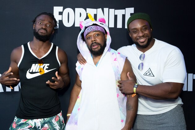 LOS ANGELES, CALIFORNIA - JUNE 12:  WWE's Kofie Kingston, Xavier Woods and BigE attend the Epic Games Hosts Fortnite Party Royale on June 12, 2018 in Los Angeles, California.  (Photo by Greg Doherty/Getty Images)