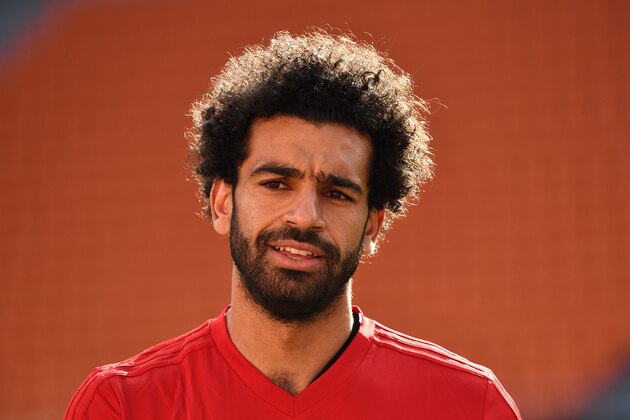 Egypt's forward Mohamed Salah takes part in a training session at Ekaterinburg Stadium in Ekaterinburg on June 14, 2018, a day ahead the team's Russia 2018 World Cup Group A opening football match against Uruguay. (Photo by Anne-Christine POUJOULAT / AFP)        (Photo credit should read ANNE-CHRISTINE POUJOULAT/AFP/Getty Images)