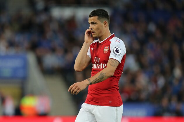 LEICESTER, ENGLAND - MAY 09: Granit Xhaka of Arsenal during the Premier League match between Leicester City and Arsenal at The King Power Stadium on May 9, 2018 in Leicester, England. (Photo by James Williamson - AMA/Getty Images)