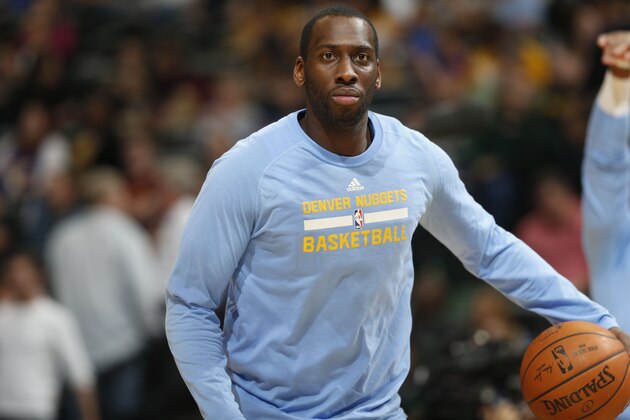 Denver Nuggets center JJ Hickson (7) in the second half of an NBA basketball game Tuesday, Dec. 22, 2015, in Denver. The Lakers won 111-107. (AP Photo/David Zalubowski)