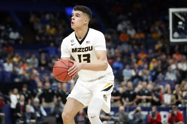 Missouri's Michael Porter Jr. shoots during the first half in an NCAA college basketball game against Georgia at the Southeastern Conference tournament Thursday, March 8, 2018, in St. Louis. (AP Photo/Jeff Roberson)