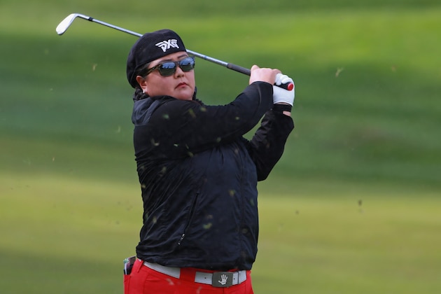 DALY CITY, CA - APRIL 27:  Christina Kim watches her second shot on the 11th hole during the second round of the Mediheal Championship at Lake Merced Golf Club on April 27, 2018 in Daly City, California.  (Photo by Matt Sullivan/Getty Images)
