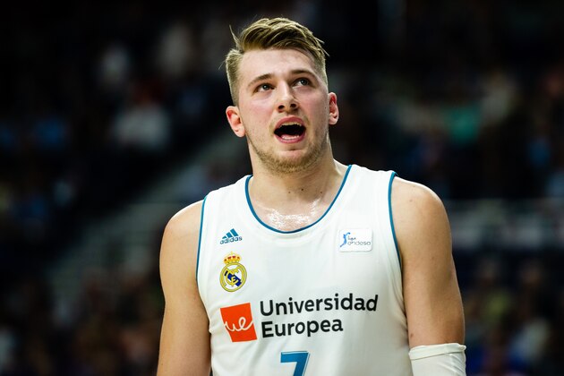 MADRID, SPAIN - JUNE 13: Luka Doncic, #7 guard of Real Madrid during the Liga Endesa game between Real Madrid and Kirolbet Baskonia at Wizink Center on June 13, 2018 in Madrid, Spain. (Photo by Sonia Canada/Getty Images)
