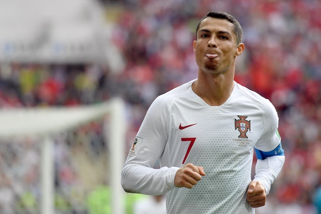 Portugal's forward Cristiano Ronaldo sticks his tongue out during the Russia 2018 World Cup Group B football match between Portugal and Morocco at the Luzhniki Stadium in Moscow on June 20, 2018. (Photo by YURI CORTEZ / AFP) / RESTRICTED TO EDITORIAL USE - NO MOBILE PUSH ALERTS/DOWNLOADS        (Photo credit should read YURI CORTEZ/AFP/Getty Images)