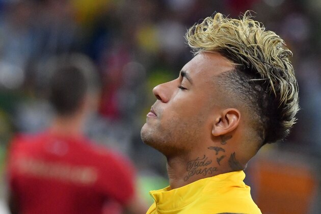 Brazil's forward Neymar reacts before the Russia 2018 World Cup Group E football match between Brazil and Switzerland at the Rostov Arena in Rostov-On-Don on June 17, 2018. (Photo by Pascal GUYOT / AFP) / RESTRICTED TO EDITORIAL USE - NO MOBILE PUSH ALERTS/DOWNLOADS        (Photo credit should read PASCAL GUYOT/AFP/Getty Images)