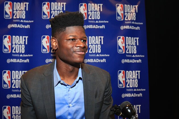 NEW YORK, NY - JUNE 20:  NBA Draft Prospect Mohamed Bamba speaks to the media before the 2018 NBA Draft at the Grand Hyatt New York Grand Central Terminal on June 20, 2018 in New York City. NOTE TO USER: User expressly acknowledges and agrees that, by downloading and or using this photograph, User is consenting to the terms and conditions of the Getty Images License Agreement.  (Photo by Mike Lawrie/Getty Images)