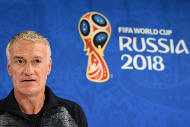 France's coach Didier Deschamps gives a press conference at the Ekaterinburg Arena in Ekaterinburg on June 20, 2018 on the eve of the Russia 2018 World Cup Group C football match between France and Peru. (Photo by FRANCK FIFE / AFP)        (Photo credit should read FRANCK FIFE/AFP/Getty Images)