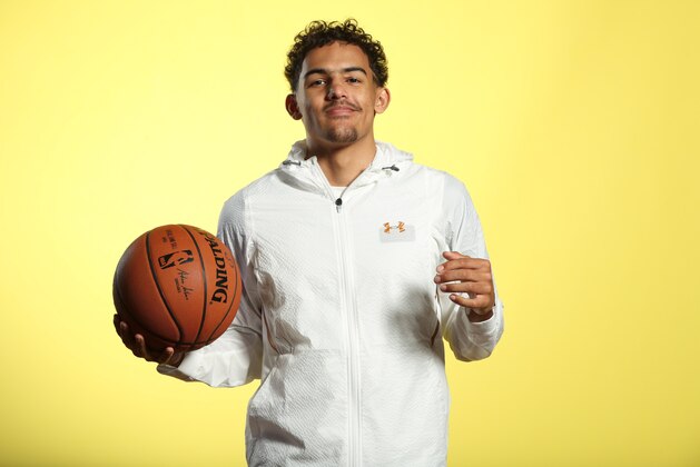 CHICAGO, IL - MAY 15: NBA Draft Prospect, Trae Young poses for a portrait during the 2018 NBA Combine circuit on May 15, 2018 at the Intercontinental Hotel Magnificent Mile in Chicago, Illinois. NOTE TO USER: User expressly acknowledges and agrees that, by downloading and/or using this photograph, user is consenting to the terms and conditions of the Getty Images License Agreement. Mandatory Copyright Notice: Copyright 2018 NBAE (Photo by Joe Murphy/NBAE via Getty Images)
