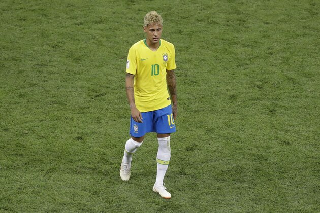 Brazil's Neymar leaves after the group E match between Brazil and Switzerland at the 2018 soccer World Cup in the Rostov Arena in Rostov-on-Don, Russia, Sunday, June 17, 2018. The match ended 1-1. (AP Photo/Andrew Medichini)