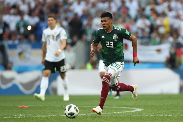 MOSCOW, RUSSIA - JUNE 17: Jesus Gallardo of Mexico controls the ball during the 2018 FIFA World Cup Russia group F match between Germany and Mexico at Luzhniki Stadium on June 17, 2018 in Moscow, Russia. (Photo by Ian MacNicol/Getty Images)