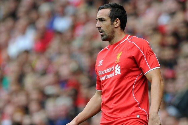 LIVERPOOL, ENGLAND - AUGUST 10:  Jose Enrique of Liverpool during the Pre Season Friendly match between Liverpool and Borussia Dortmund at Anfield on August 10, 2014 in Liverpool, England. (Photo by Clint Hughes/Getty Images)