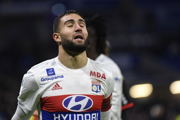 Lyon's French midfielder Nabil Fekir reacts after missing a goal opportunity  during the French L1 football match between Lyon (OL) and Rennes (SRFC) on February 11, 2018, at the Groupama Stadium in Decines-Charpieu near Lyon, central-eastern France.  / AFP PHOTO / PHILIPPE DESMAZES        (Photo credit should read PHILIPPE DESMAZES/AFP/Getty Images)