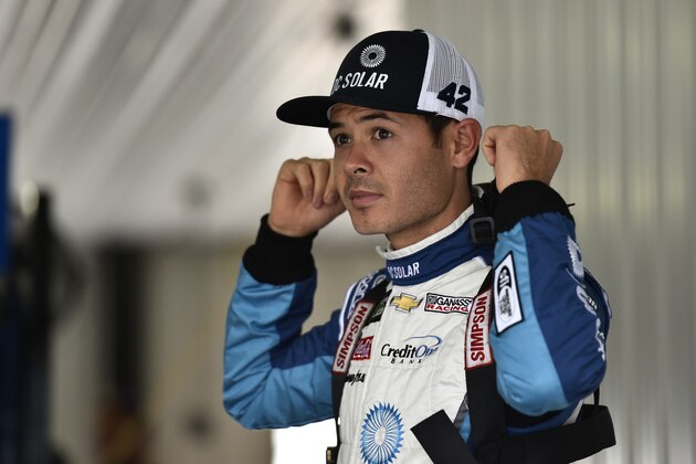 Kyle Larson during practice for Sunday's NASCAR Cup Series auto race, Friday, June 1, 2018, in Long Pond, Pa. (AP Photo/Derik Hamilton)