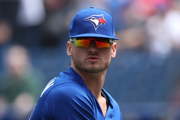 TORONTO, ON - MAY 20: Josh Donaldson #20 of the Toronto Blue Jays warms up shortly before the start of their MLB game against the Oakland Athletics at Rogers Centre on May 20, 2018 in Toronto, Canada. (Photo by Tom Szczerbowski/Getty Images) *** Local Caption *** Josh Donaldson