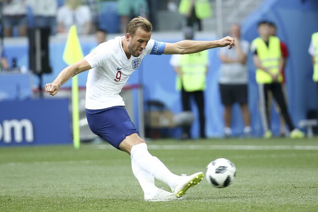 NIZHNIY NOVGOROD, RUSSIA - JUNE 24: Harry Kane of England scores his first goal on a penalty during the 2018 FIFA World Cup Russia group G match between England and Panama at Nizhniy Novgorod Stadium on June 24, 2018 in Nizhniy Novgorod, Russia. (Photo by Jean Catuffe/Getty Images) NIZHNIY NOVGOROD, RUSSIA - JUNE 24: Harry Kane of England scores his first goal on a penalty during the 2018 FIFA World Cup Russia group G match between England and Panama at Nizhniy Novgorod Stadium on June 24, 2018 in Nizhniy Novgorod, Russia. (Photo by Jean Catuffe/Getty Images)