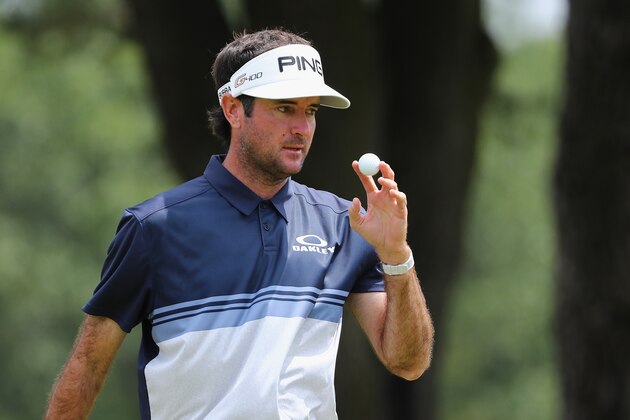 CROMWELL, CT - JUNE 24:  Bubba Watson of the United States acknowledges the gallery after making a par on the fourth green during the final round of the Travelers Championship at TPC River Highlands on June 24, 2018 in Cromwell, Connecticut.  (Photo by Tim Bradbury/Getty Images)