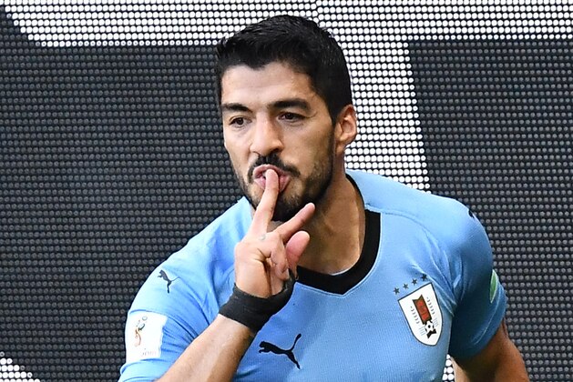 Uruguay's forward Luis Suarez celebrates after scoring during the Russia 2018 World Cup Group A football match between Uruguay and Saudi Arabia at the Rostov Arena in Rostov-On-Don on June 20, 2018. (Photo by JOE KLAMAR / AFP) / RESTRICTED TO EDITORIAL USE - NO MOBILE PUSH ALERTS/DOWNLOADS        (Photo credit should read JOE KLAMAR/AFP/Getty Images)