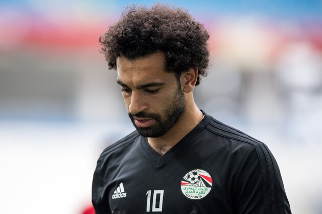 Egypt's Mohamed Salah trains with his team at the Volgograd Arena in Volgograd on June 24, 2018, on the eve of their Group A match against Saudi Arabia during the Russia 2018 World Cup football tournament. (Photo by NICOLAS ASFOURI / AFP)        (Photo credit should read NICOLAS ASFOURI/AFP/Getty Images)