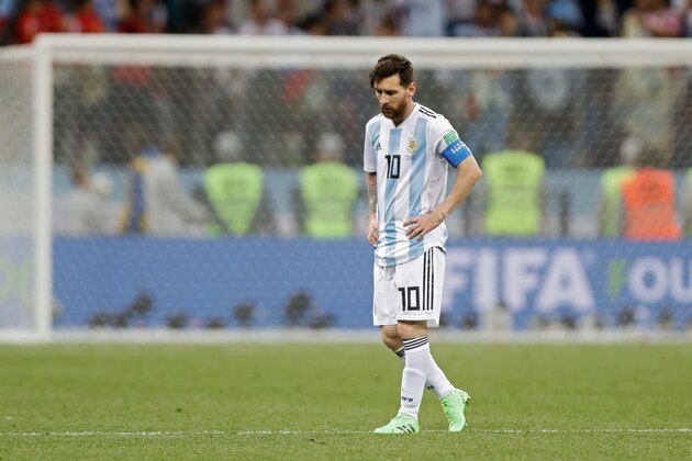 Argentina's Lionel Messi walks along the pitch at the end of the group D match between Argentina and Croatia at the 2018 soccer World Cup in Nizhny Novgorod Stadium in Nizhny Novgorod, Russia, Thursday, June 21, 2018. Croatia defeated Argentina 3-0. (AP Photo/Ricardo Mazalan) Argentina's Lionel Messi walks along the pitch at the end of the group D match between Argentina and Croatia at the 2018 soccer World Cup in Nizhny Novgorod Stadium in Nizhny Novgorod, Russia, Thursday, June 21, 2018. Croatia defeated Argentina 3-0. (AP Photo/Ricardo Mazalan)