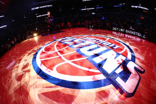 AUBURN HILLS, MI - MARCH 17: A shot of the Detroit Pistons logo on the court prior to the game between the Detroit Pistons and the Toronto Raptors at the Palace of Auburn Hills on March 17, 2017 in Auburn Hills, Michigan. NOTE TO USER: User expressly acknowledges and agrees that, by downloading and or using this photograph, User is consenting to the terms and conditions of the Getty Images License Agreement. (Photo by Rey Del Rio/Getty Images) *** Local Caption ***
