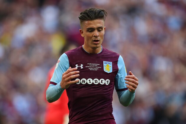 LONDON, ENGLAND - MAY 26: Jack Grealish of Aston Villa during the Sky Bet Championship Play Off Final between Aston Villa and Fulham at Wembley Stadium on May 26, 2018 in London, England. (Photo by Robbie Jay Barratt - AMA/Getty Images)