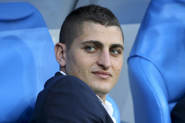 PARIS, FRANCE - MAY 8: Marco Verratti of PSG seating on the bench before the French Cup final (Coupe de France) between Les Herbiers VF and Paris Saint-Germain (PSG) at Stade de France on May 8, 2018 in Saint-Denis near Paris, France. (Photo by Jean Catuffe/Getty Images)