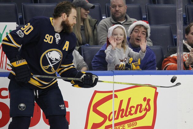 Buffalo Sabres Ryan O'Reilly (90) warms up prior to the first period of an NHL hockey game against the Philadelphia Flyers, Friday, Dec. 22, 2017, in Buffalo, N.Y. (AP Photo/Jeffrey T. Barnes) Buffalo Sabres Ryan O'Reilly (90) warms up prior to the first period of an NHL hockey game against the Philadelphia Flyers, Friday, Dec. 22, 2017, in Buffalo, N.Y. (AP Photo/Jeffrey T. Barnes)