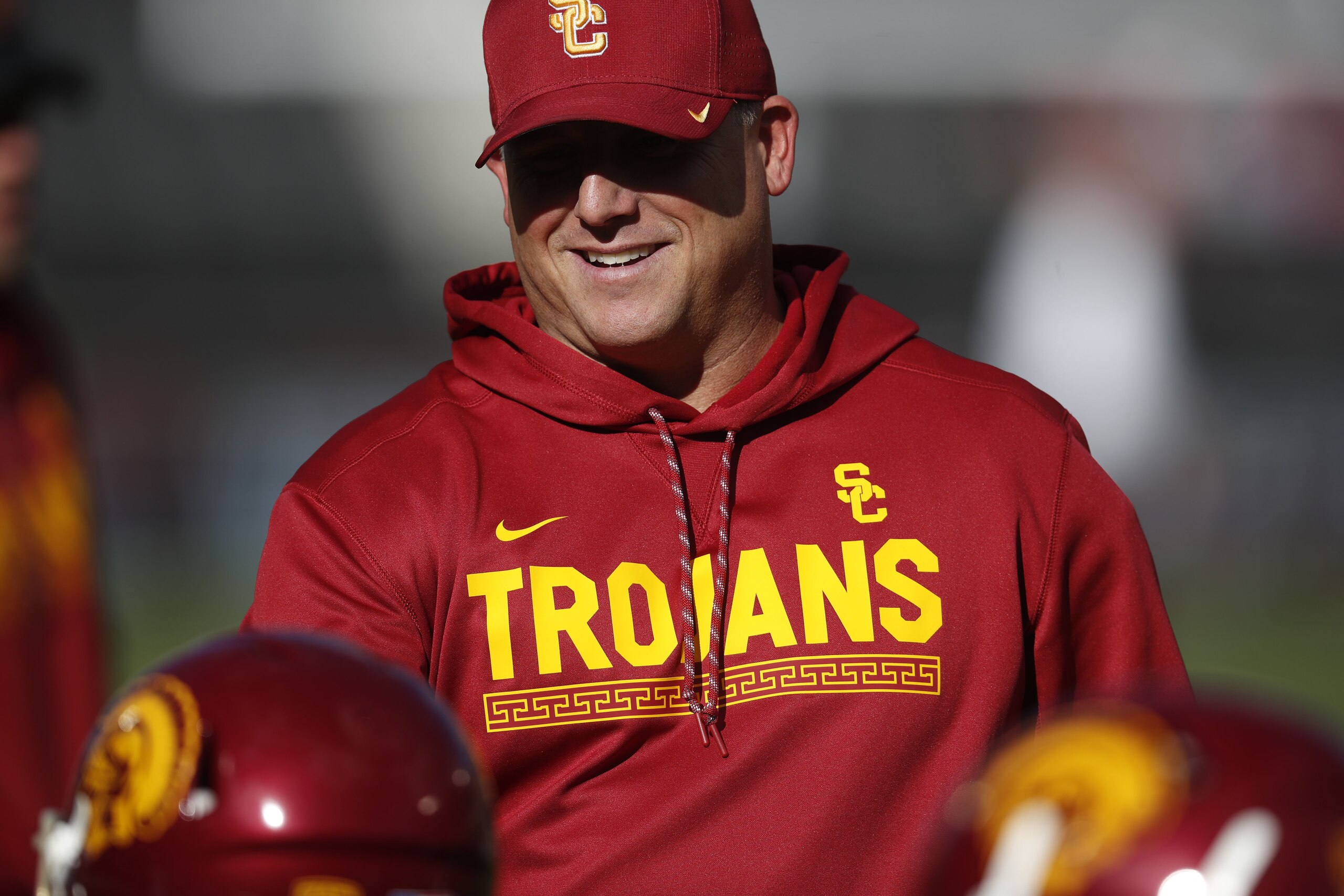 USC Trojans head coach Clay Helton in the first half of an NCAA college football game Saturday, Nov. 11, 2017, in Boulder, Colo. (AP Photo/David Zalubowski)