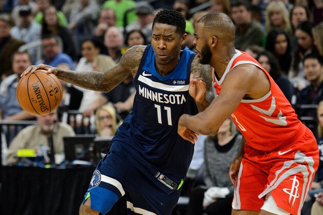 MINNEAPOLIS, MN - APRIL 21: Jamal Crawford #11 of the Minnesota Timberwolves drives to the basket against Chris Paul #3 of the Houston Rockets in Game Three of Round One of the 2018 NBA Playoffs on April 21, 2018 at the Target Center in Minneapolis, Minnesota. The Timberwolves defeated 121-105. NOTE TO USER: User expressly acknowledges and agrees that, by downloading and or using this Photograph, user is consenting to the terms and conditions of the Getty Images License Agreement. (Photo by Hannah Foslien/Getty Images)