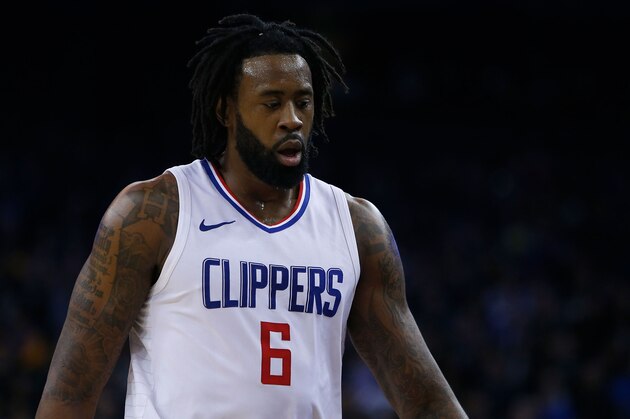 OAKLAND, CA - FEBRUARY 22: DeAndre Jordan #6 of the Los Angeles Clippers walks to the bench during the game against the Golden State Warriors at ORACLE Arena on February 22, 2018 in Oakland, California. NOTE TO USER: User expressly acknowledges and agrees that, by downloading and or using this photograph, User is consenting to the terms and conditions of the Getty Images License Agreement. (Photo by Lachlan Cunningham/Getty Images)