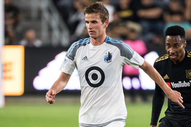 LOS ANGELES, CA - MAY 9: Collin Martin #17 of Minnesota United during Los Angeles FC's MLS match against Minnesota United at the Banc of California Stadium on May 9, 2018 in Los Angeles, California.  Los Angeles FC won the match 2-0  (Photo by Shaun Clark/Getty Images)