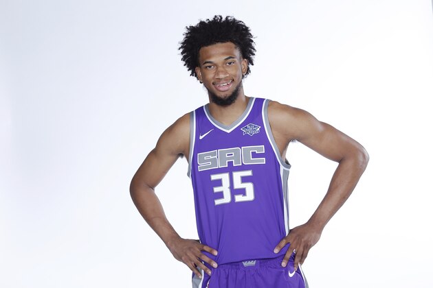 SACRAMENTO, CA - JUNE 28: Marvin Bagley III #35 of the Sacramento Kings poses for a portrait on June 28, 2018 at the Golden 1 Center in Sacramento, California. NOTE TO USER: User expressly acknowledges and agrees that, by downloading and/or using this Photograph, user is consenting to the terms and conditions of the Getty Images License Agreement. Mandatory Copyright Notice: Copyright 2018 NBAE (Photo by Rocky Widner/NBAE via Getty Images)Marvin Bagley III