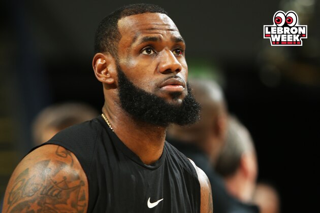 Cleveland Cavaliers forward LeBron James (23) reacts during the second half of Game 2 of basketball's NBA Finals between the Golden State Warriors and the Cleveland Cavaliers in Oakland, Calif., Sunday, June 3, 2018. (AP Photo/Marcio Jose Sanchez)