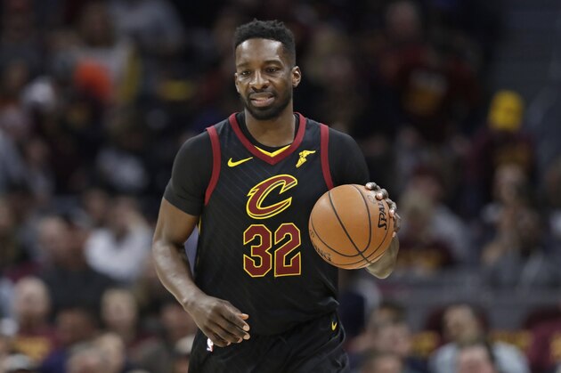 Cleveland Cavaliers' Jeff Green drives against the Indiana Pacers in the first half of Game 5 of an NBA basketball first-round playoff series, Wednesday, April 25, 2018, in Cleveland. (AP Photo/Tony Dejak)
